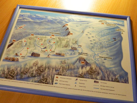 Карта-схема горнолыжного курорта Лаго-Наки в горной Адыгее формата А3 в рамке 